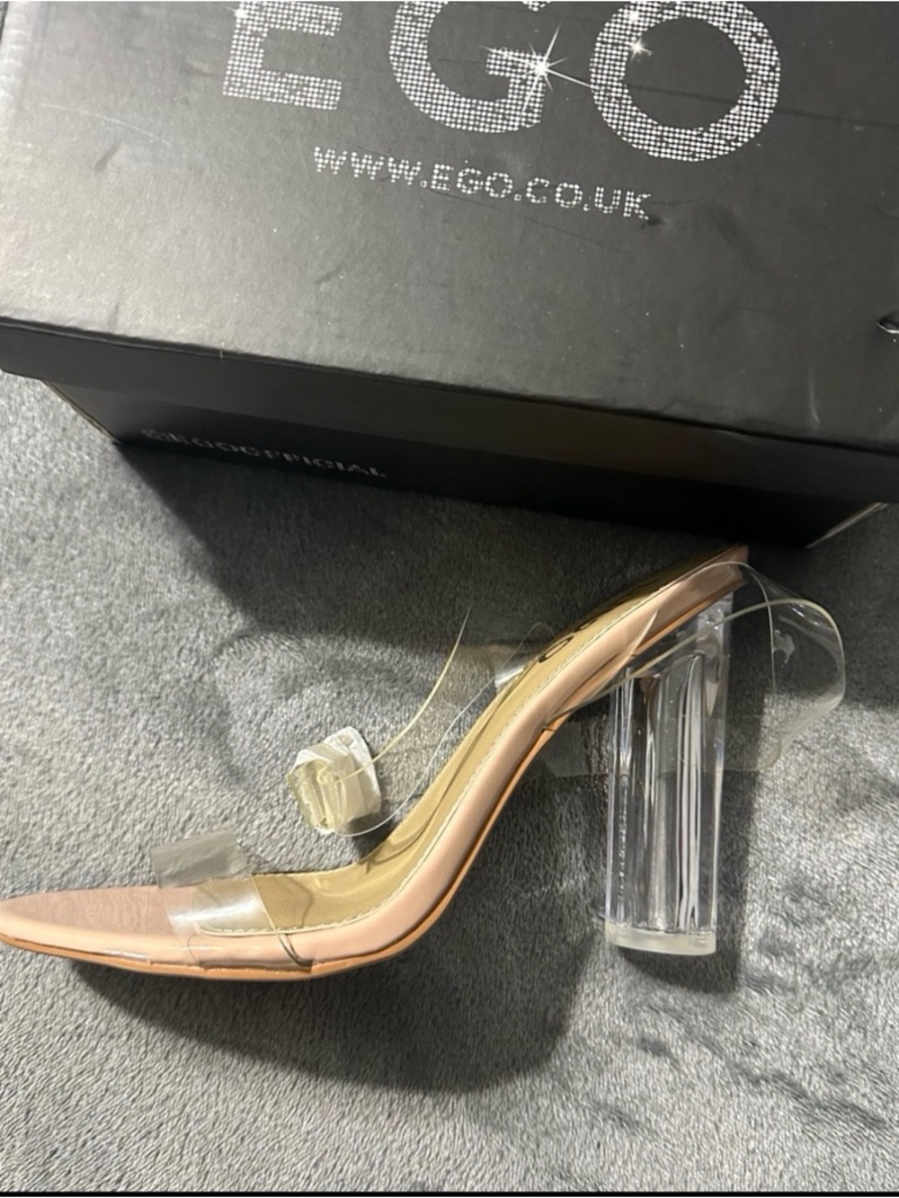 EGO Nude Clear Strap Block Heel Sandals